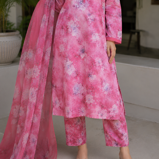 Blush Bloom – 3-Piece Lawn Suit (V)