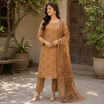 Caramel Bloom Premium Lawn 3pc (Unstitched)