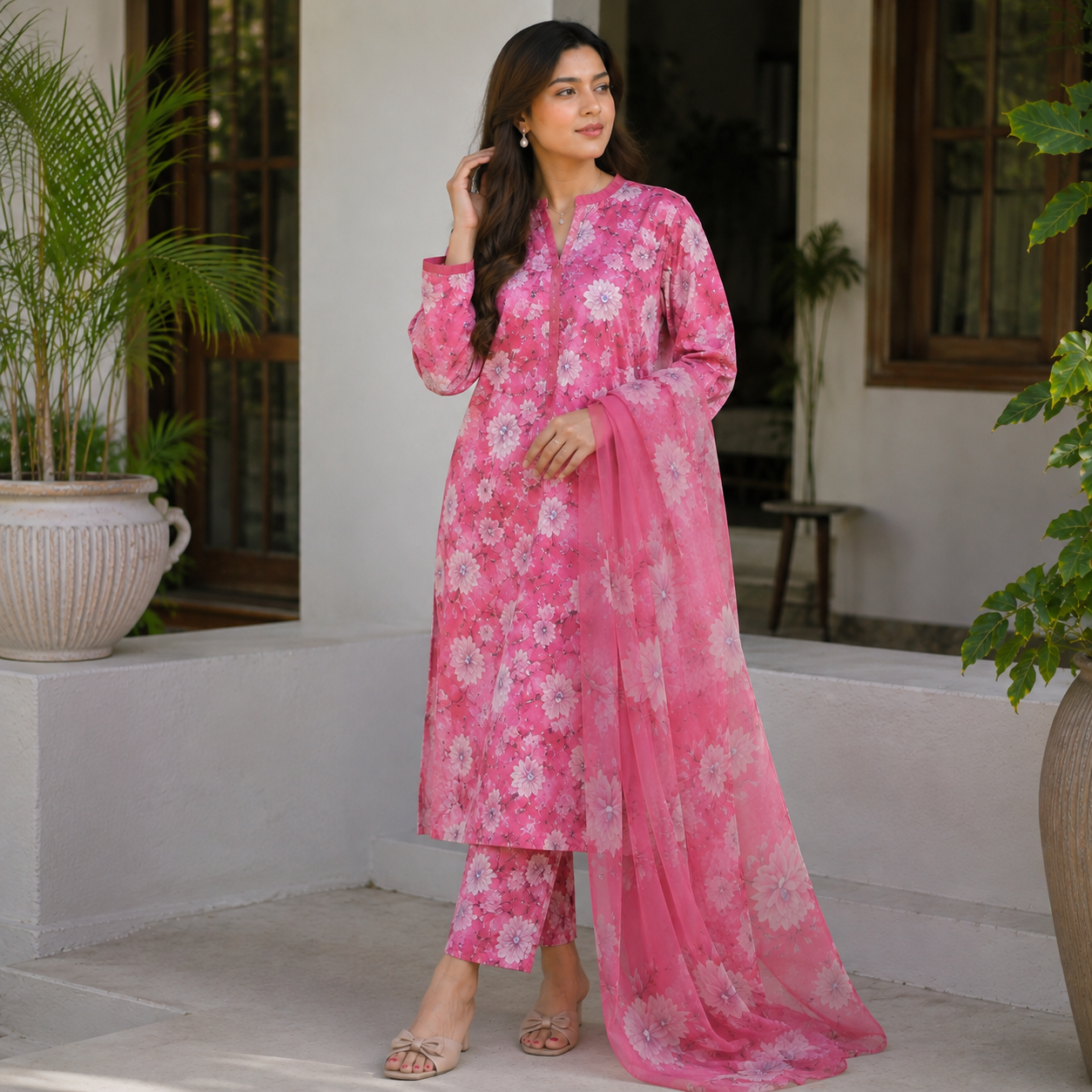 Blush Bloom – 3-Piece Lawn Suit (V)