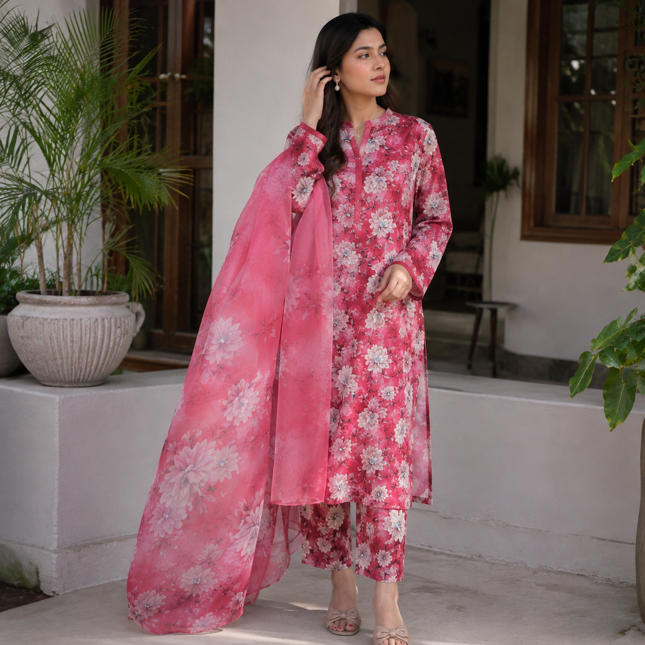 Blush Bloom – 3-Piece Lawn Suit (V)
