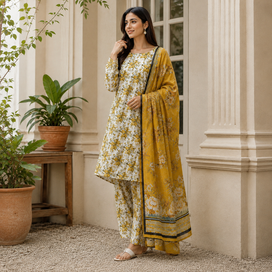 Floral Printed Lawn 3pc (Unstitched)