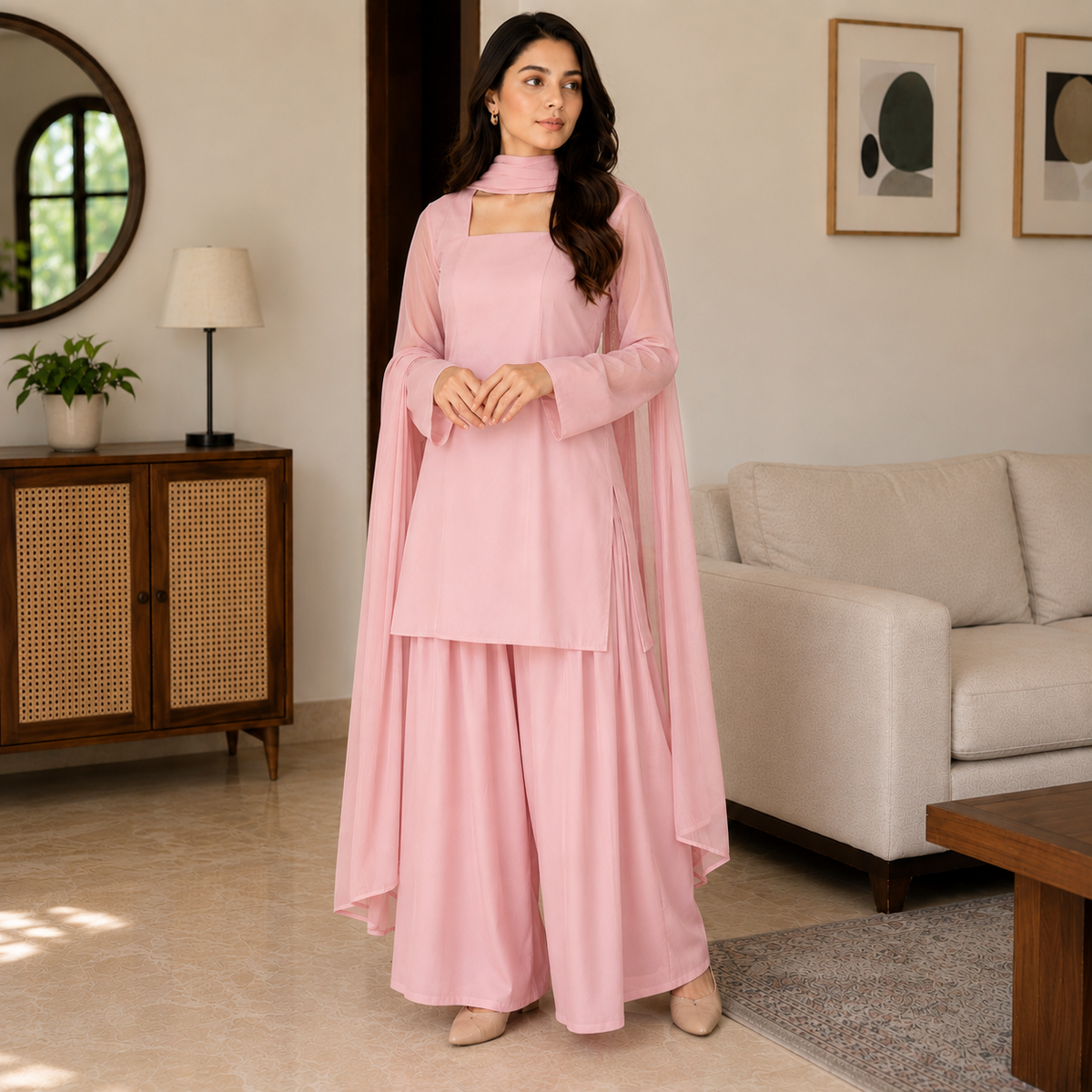 Elegant Forest Green Stitched 3 Pc