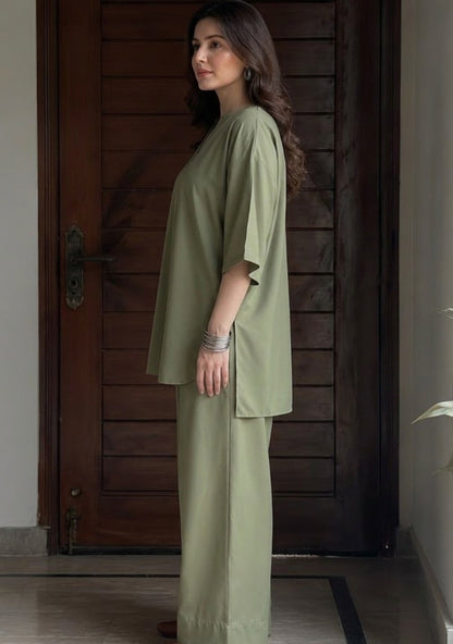 Olive Green 2pc Premium Lawn (Stitched)